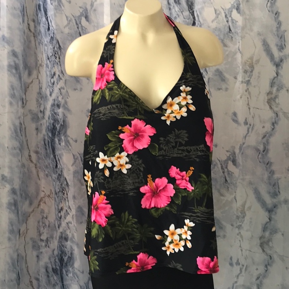 Cherokee Tankini Floral Top Swim build in bra floral stretch